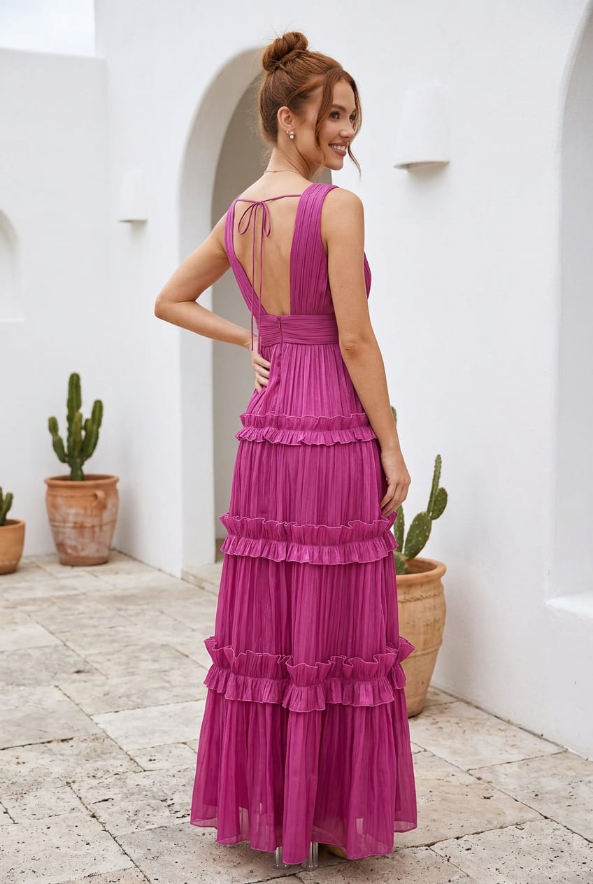 Meghan Deep V-Neck Light Organza Gown