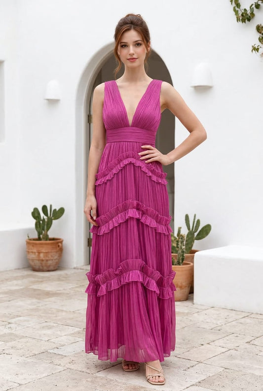 Meghan Deep V-Neck Light Organza Gown