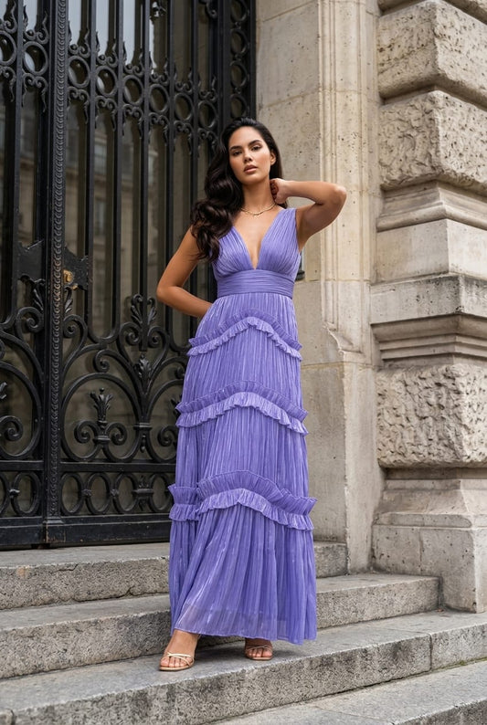 Meghan Deep V-Neck Light Organza Gown
