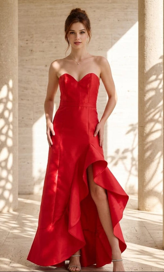 Raquelle Satin Twill Ruffle Dress