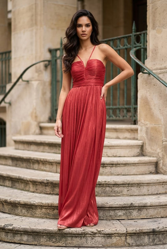 Eleanor Halter Gown with Scarf Train