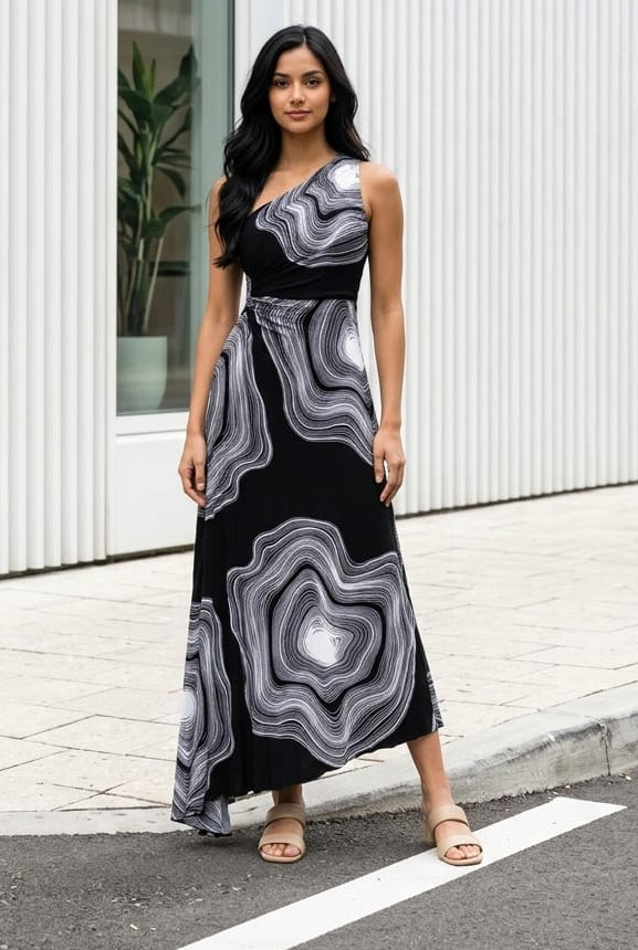 Noa One-Shoulder Printed Maxi Dress