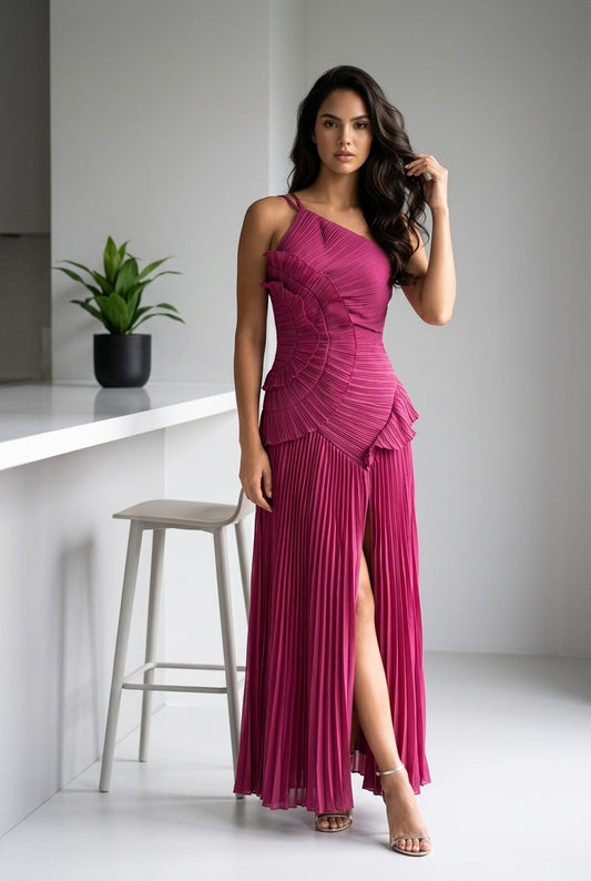Linda Chiffon One Shoulder Detailed Dress