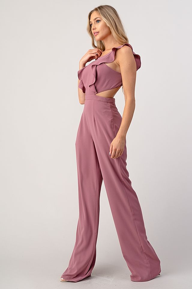 Talia Ruffle Shoulder Pant Suit