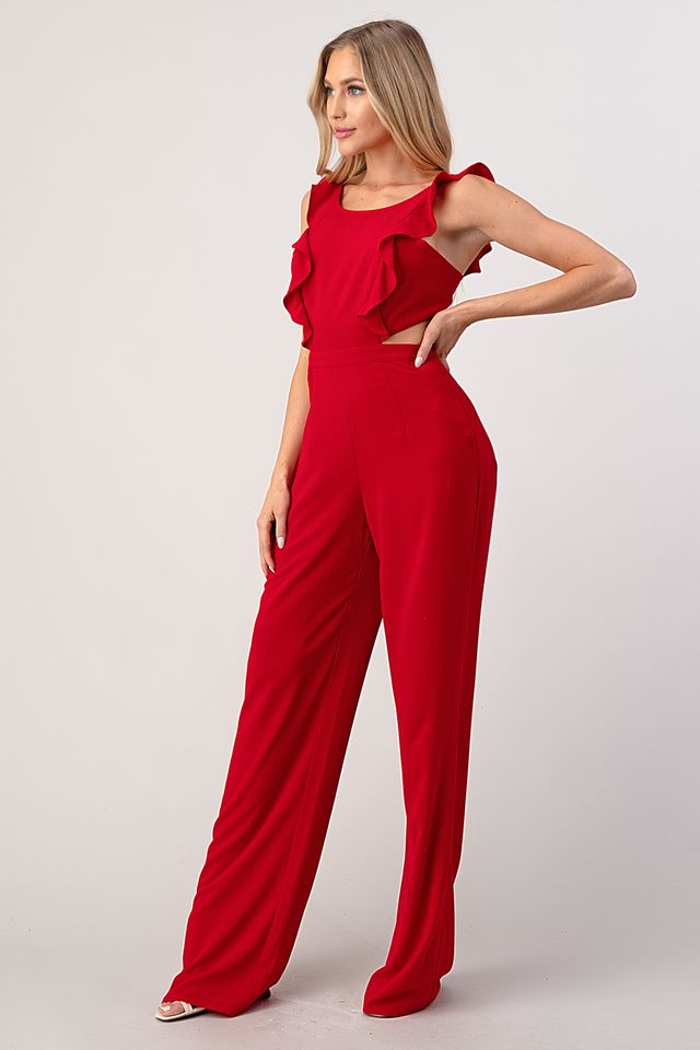 Talia Ruffle Shoulder Pant Suit